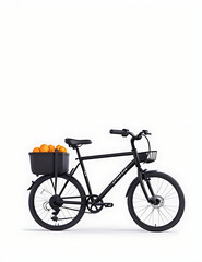 Fototapeta premium A minimalist black bicycle, isolated on a plain white background. Ideal for transportation, eco-friendly branding, or lifestyle product mockups