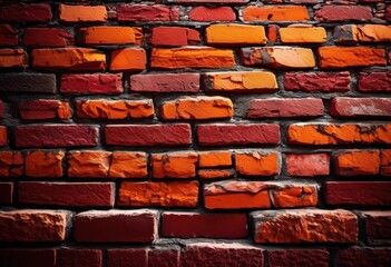 Obraz premium vibrant brick texture showcasing rich colors intricate patterns dynamic visual appeal, design, surface, architecture, wall, natural, material, red, orange