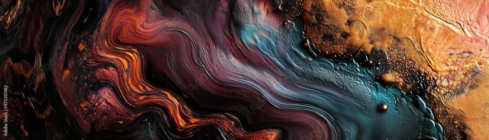Poster a vibrant abstract artwork showcasing swirling colors and textures, creating a dynamic and captivati
