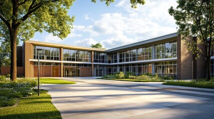 Exterior view of a typical American school