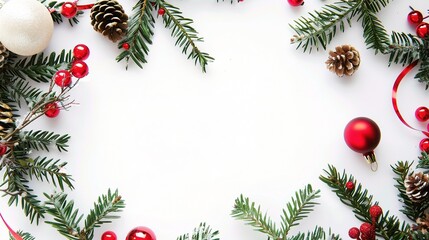 A festive Christmas border background that brings the holiday spirit to life. There are twinkling Christmas lights in various colors like red, green, and white