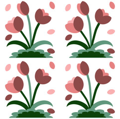 Floral seamless pattern with pink and red tulips, perfect for spring and summer designs