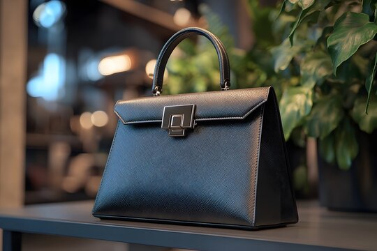 Elegant Black Handbag Displayed on a Table