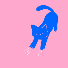 Abstract Graphic Elements set in Minimal Trendy Style. Hand drawn doodle cats, spots, drops, curves, lines for creating patterns, Invitations, posters, cards,