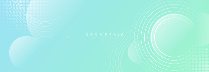 Geometric Abstract Background with Soft Circular Patterns and Gradients in Green and Blue