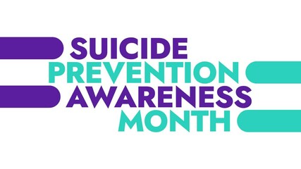 Suicide Prevention Awareness Month colorful motion graphics seamless loopable text animation on white or black background for awareness about suicide prevention month