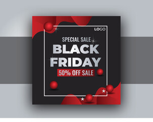 Black Friday social media post design, Black Friday sale banner design template.