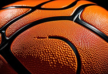 Fototapeta premium detailed close textured basketball surface showcasing vibrant patterns material composition, zoom, rubber, design, color, macro, leather, grip, lines, round
