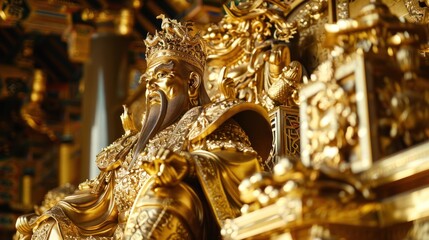 Fototapeta premium Close-up of a historically and culturally significant golden statue, a symbol of wealth.