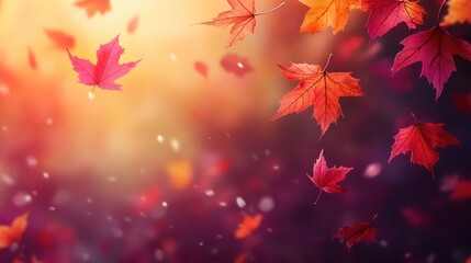 Autumn fall leaves of maple trees. Foliage, falling leaves background