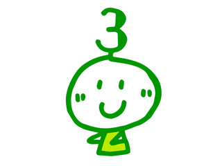 シンプルでかわいい手描きの顔のイラストと数字