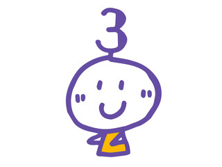 シンプルでかわいい手描きの顔のイラストと数字