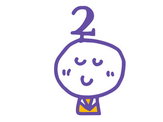 シンプルでかわいい手描きの顔のイラストと数字