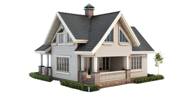 House cottage luxury model on transparent background