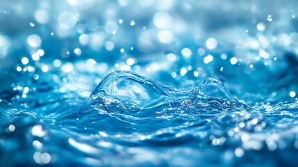 Close-up of shimmering water droplets creating ripples, showcasing the beauty and tranquility of flowing water.