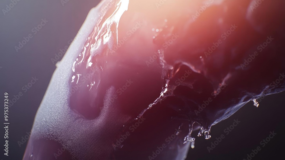 Poster a close-up view of fluid dynamics and textures, showcasing the interplay of light and water on a vib