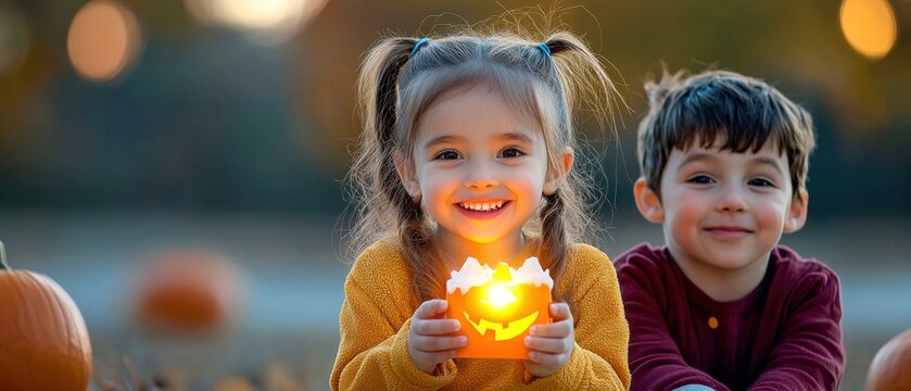 Happy Halloween Kids With Jack O Lanterns