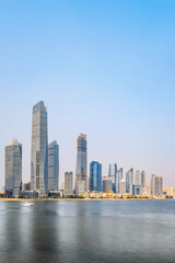 Fototapeta premium Slow Gate Scenery of Fushan Bay Architectural Complex in Qingdao, Shandong, China