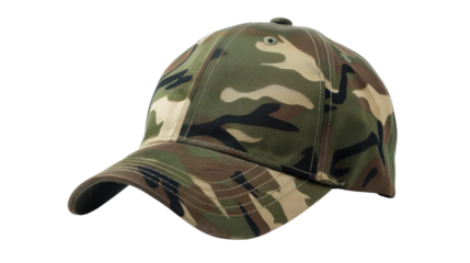 Cap in camouflage colors on transparent background