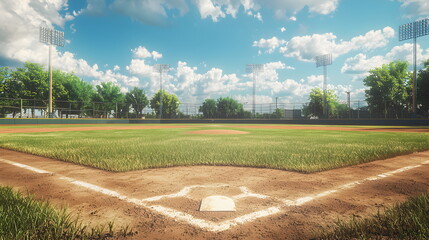 Baseball field at sunshrine, the middle of the field from the first person perspective