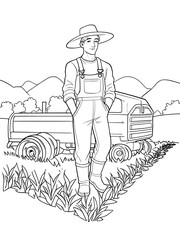 Coloring Pages for Kids  Farm Coloring Fun with a Cartoon Farmer 