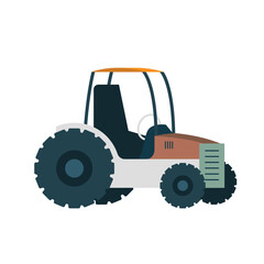  tractor isolated on transparent or white background, vector illustration of agricultural machine