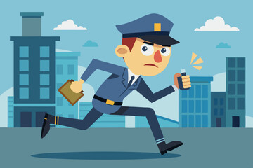 vector illustration of a police running