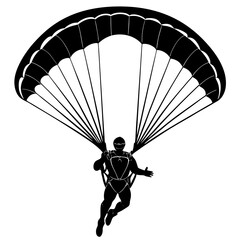 Black-and-White Parachutist Vector for Sports Branding