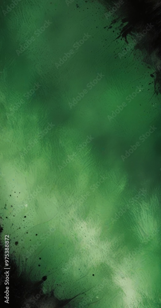 Poster a vibrant abstract composition with a gradient of green and black, creating a dynamic and visually s