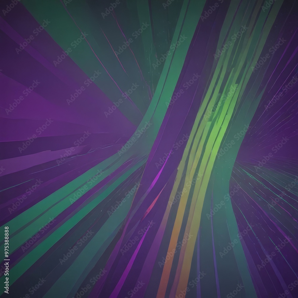 Aufkleber a vibrant abstract composition of intersecting lines in various shades of green, purple, and yellow,