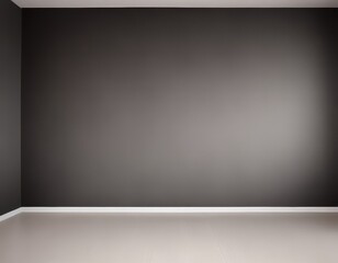An empty room with a dark gray wall and a white floor.