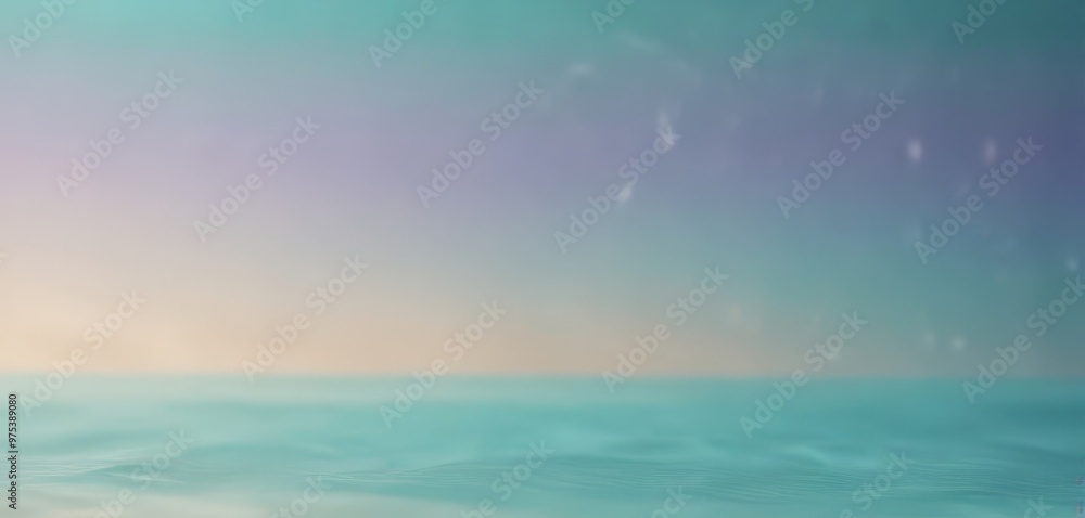Poster a serene ocean scene with a gradient of blue and purple hues, suggesting a calm and tranquil atmosph