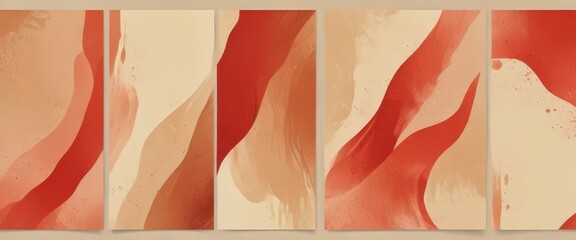 Abstract Art: Red, Orange, and Beige Paintings