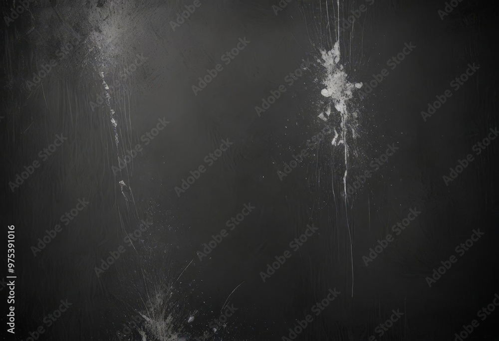Poster a dark, textured surface with a white, splattered substance resembling a spray of paint or ink, crea