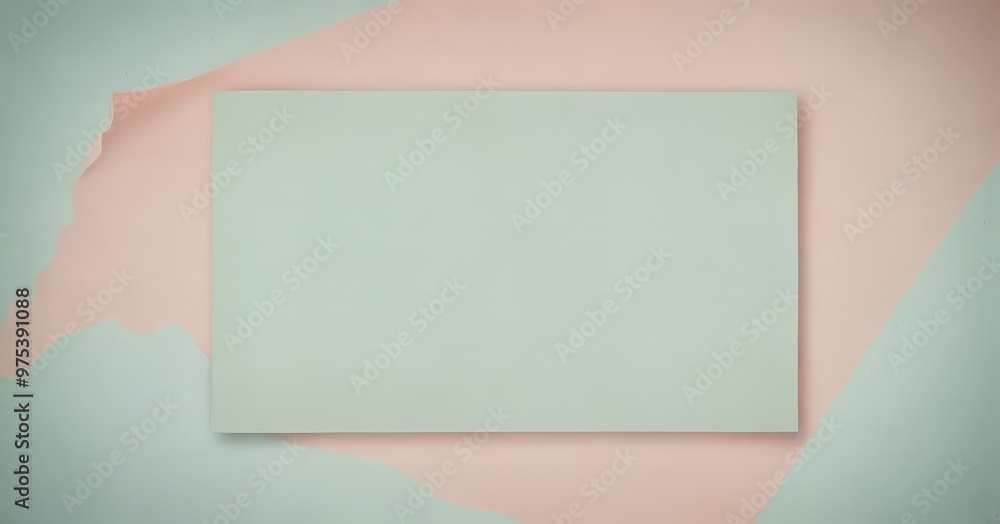 Poster a blank white square is centered against a pastel-colored background, with a subtle texture and a gr