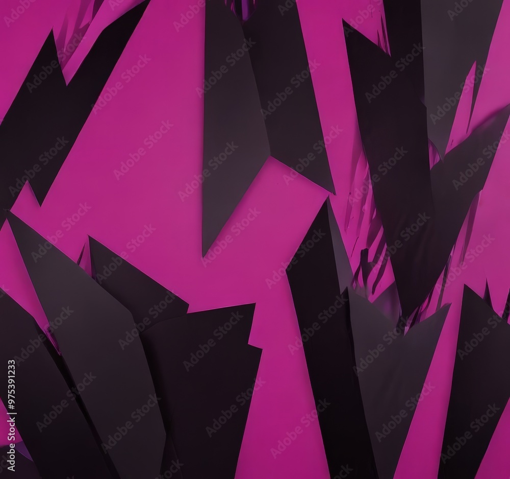 Aufkleber a vibrant abstract composition of black and pink triangles, creating a dynamic and visually striking