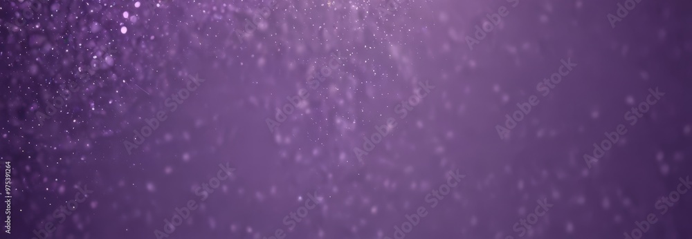 Poster a purple background with a gradient effect, featuring a scattering of small white dots or particles 