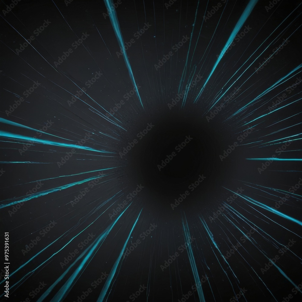 Poster a black void surrounded by radiating blue lines, creating a sense of depth and dimensionality. the l