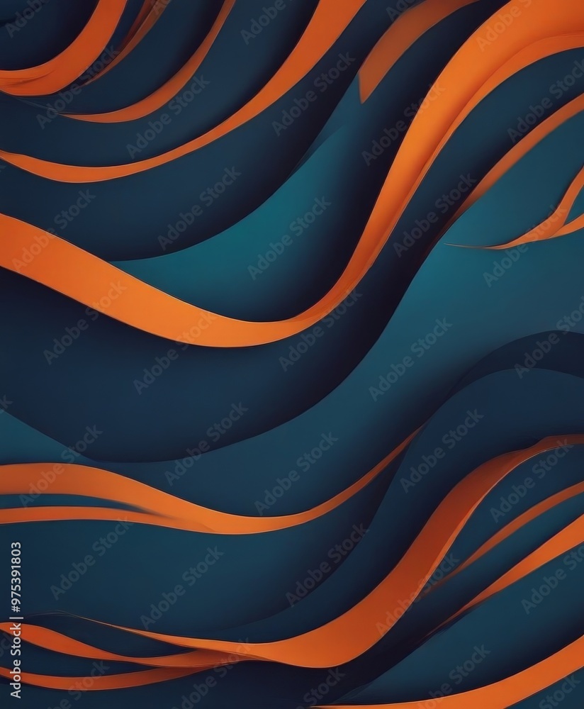 Aufkleber a striking abstract pattern composed of overlapping curved lines in shades of blue and orange, creat
