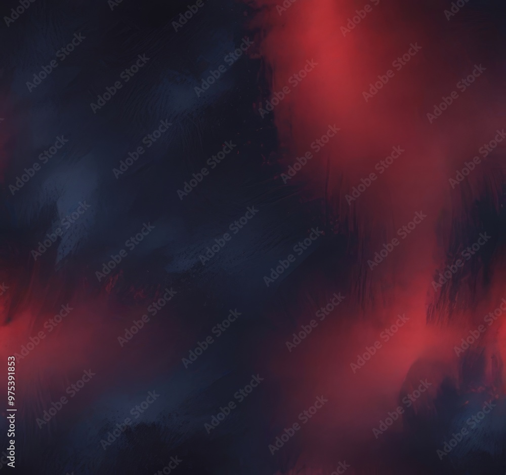 Poster a dark, moody background with a gradient of red and blue hues, creating a sense of depth and movemen