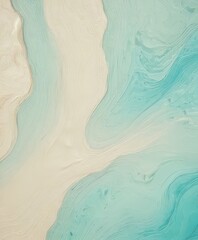 a close-up view of a textured abstract pattern with a gradient of turquoise and beige colors, resembling the natural patterns found in water or sand.