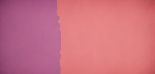 a close-up of a wall with a vertical strip of pink paint on the right side, and a solid purple wall on the left side.