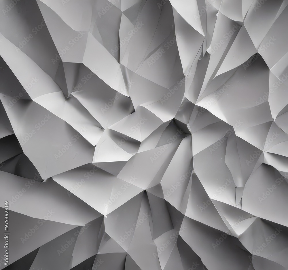 Poster a close-up view of a crumpled sheet of white paper, with the paper's surface exhibiting a unique, ab
