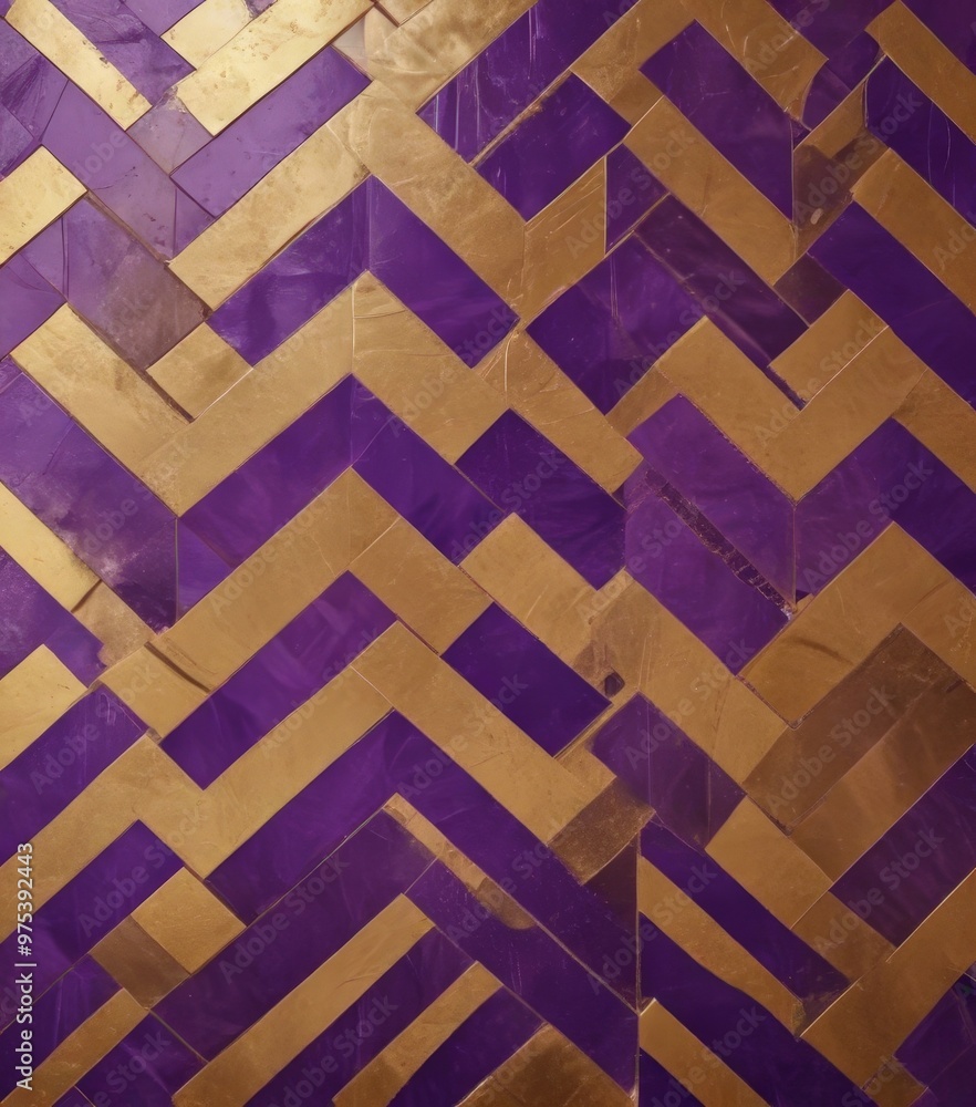 Poster a close-up view of a textured surface composed of overlapping rectangular tiles in shades of purple 