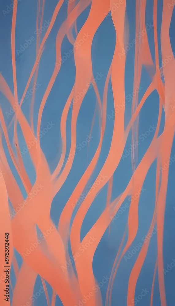 Aufkleber a close-up view of a vibrant abstract pattern composed of overlapping orange and blue lines, creatin