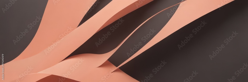 Aufkleber abstract composition featuring overlapping curved lines in shades of peach and dark brown, creating 