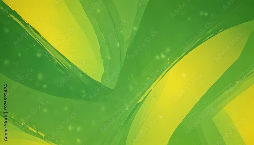 Poster a vibrant abstract composition of overlapping green and yellow brushstrokes, creating a dynamic and 