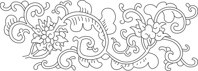 Sketch vector illustration silhouette design icon logo symbol ornament engraving vintage classic ethnic traditional floral animal modern china