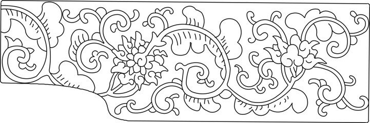 Sketch vector illustration silhouette design icon logo symbol ornament engraving vintage classic ethnic traditional floral animal modern china