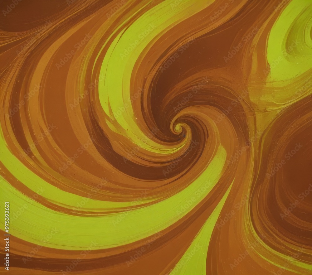 Poster a swirling pattern of warm colors, predominantly orange and yellow, with a subtle greenish tint. the